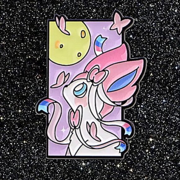 Pokemon Sylveon Dreamy Portrait Enamel Pin Pastel Butterflies Fairy Type Design - Picture 1 of 4